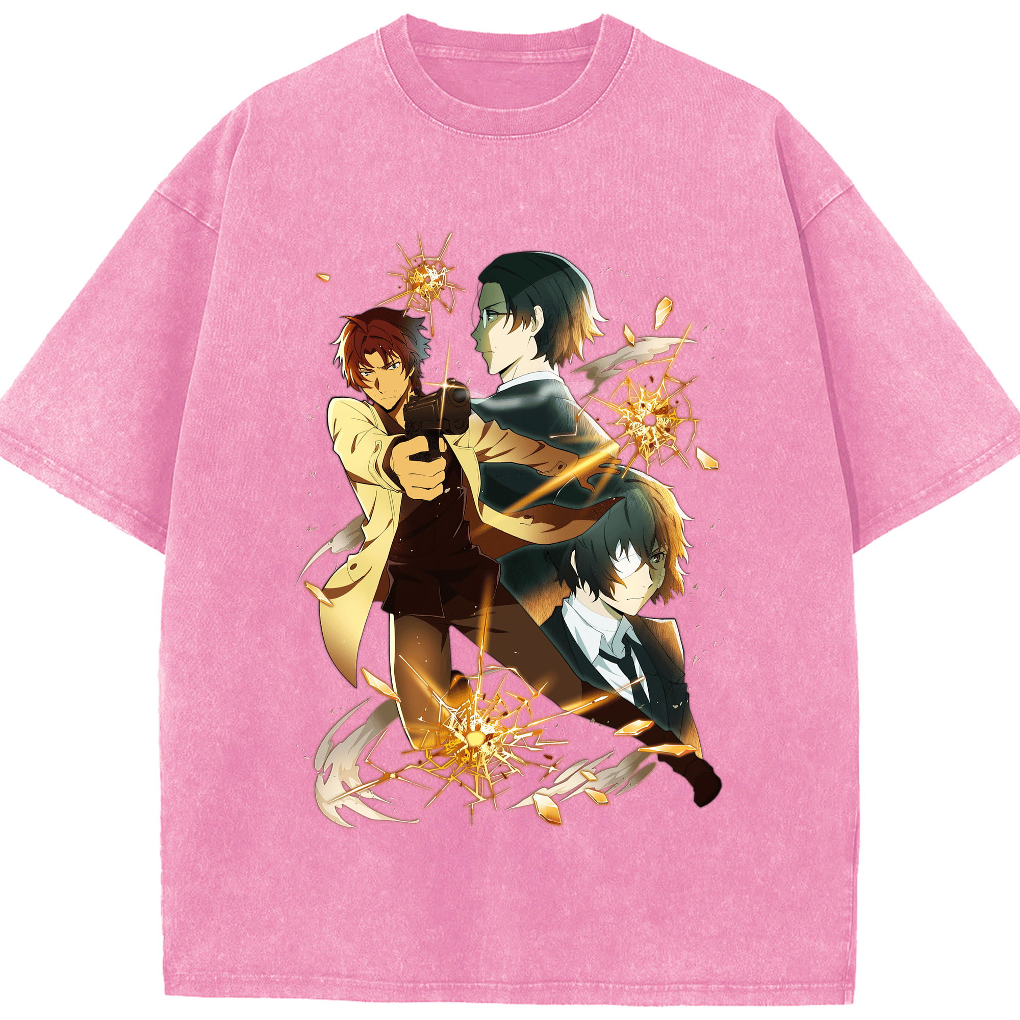 （画像用） 文豪ストレイドッグス Bungo Stray Dogs 綿100% ヴィンテージ風 半袖Tシャツ（フロントプリント）